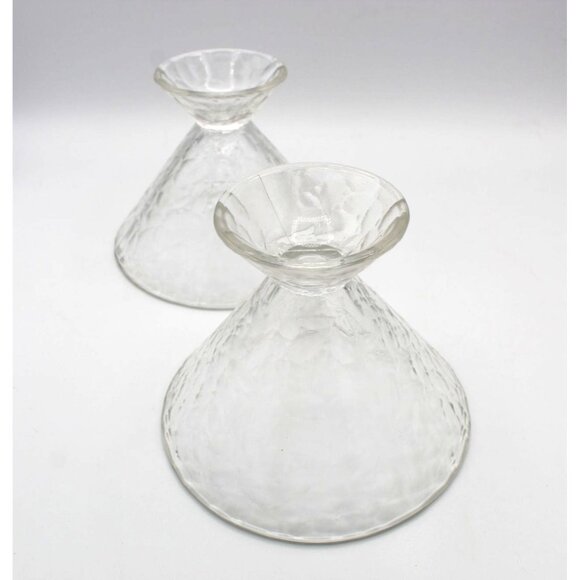 Ice Cream Dish Set of 2  Crackle Pattern Glass Large Clear Vintage Cone Shaped - Picture 8 of 10
